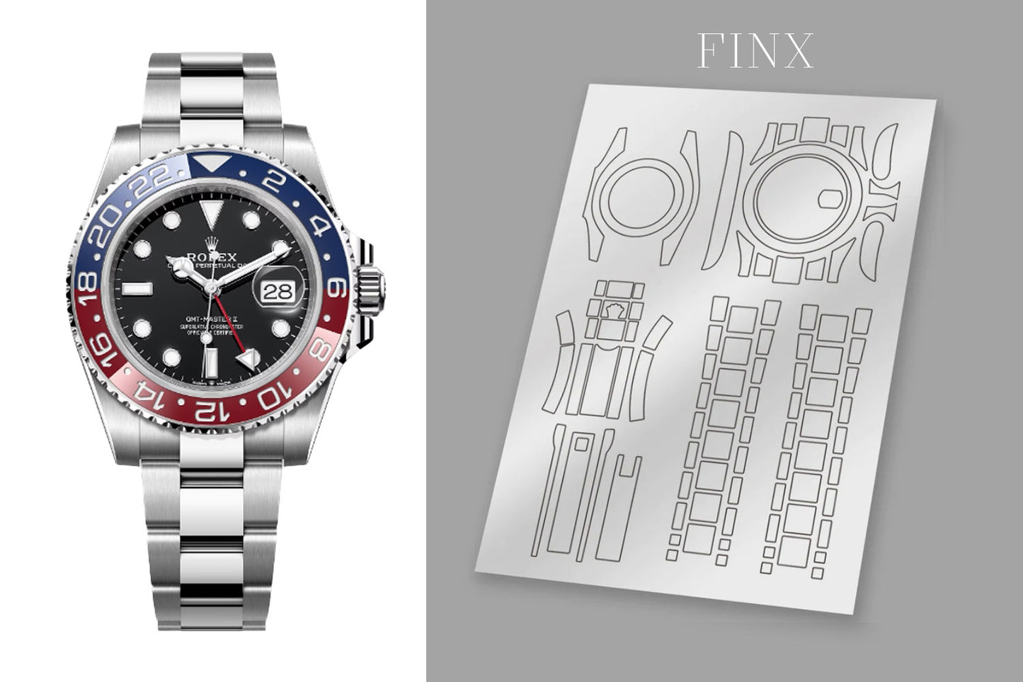 ชุดฟิล์มกันรอย Rolex GMT Master ll (Oystersteel) 126710