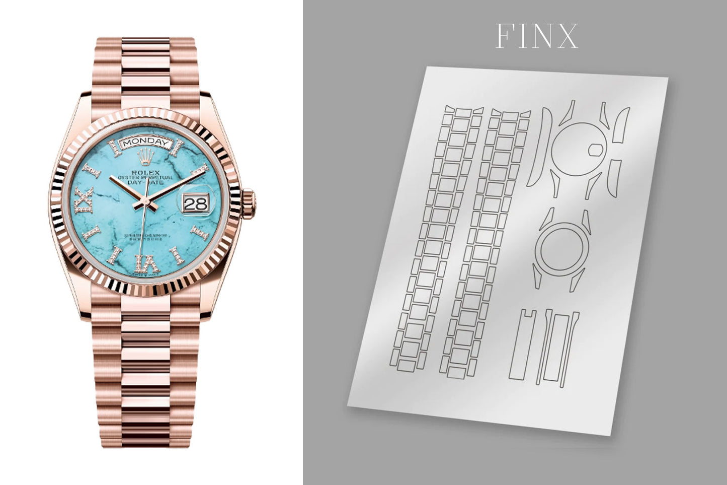 ชุดฟิล์มกันรอย Rolex Day-Date (เอเวอร์โรสโกลด์) 128235 (36 มม.)