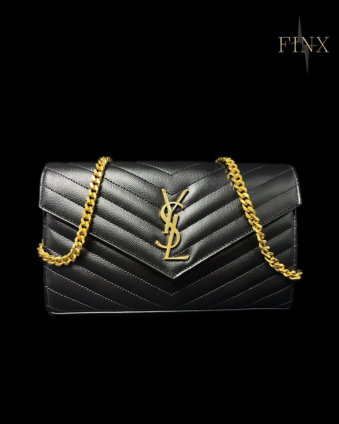 YSL CLASSIC CASSANDRE CHAIN WALLET IN GRAIN DE POUDRE LEATHER Protective Kit