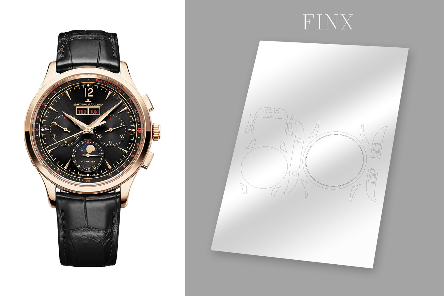 ชุดป้องกัน Jaeger LeCoultre Master Control Chronograph ปฏิทิน หน้าปัดสีดำ