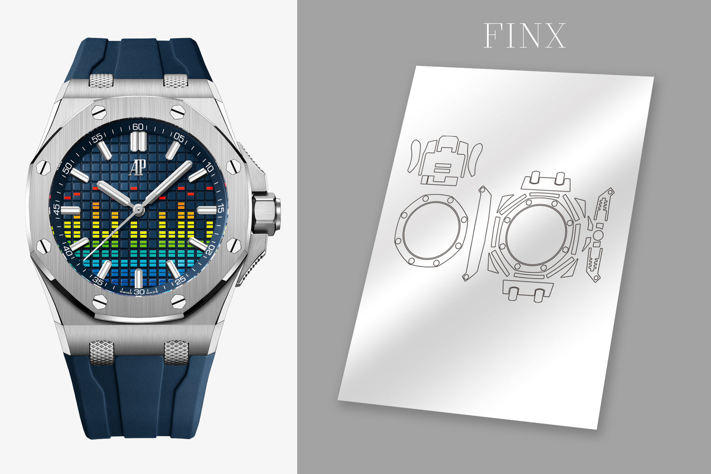 Audernars Piguet Royal Oak ไขลานอัตโนมัติ "Music Edition" 15600TI.OO.A343CA.01 ชุดฟิล์มกันรอย