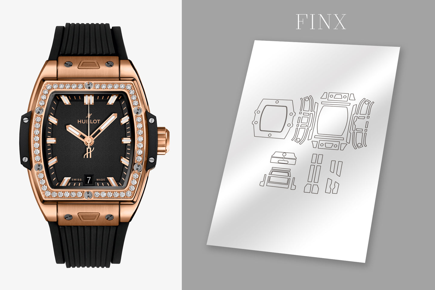 Hublot Spirit Of Big Bang King Gold Diamonds 662.OX.1180.RX.1204 (39 มม.) ชุดฟิล์มกันรอย