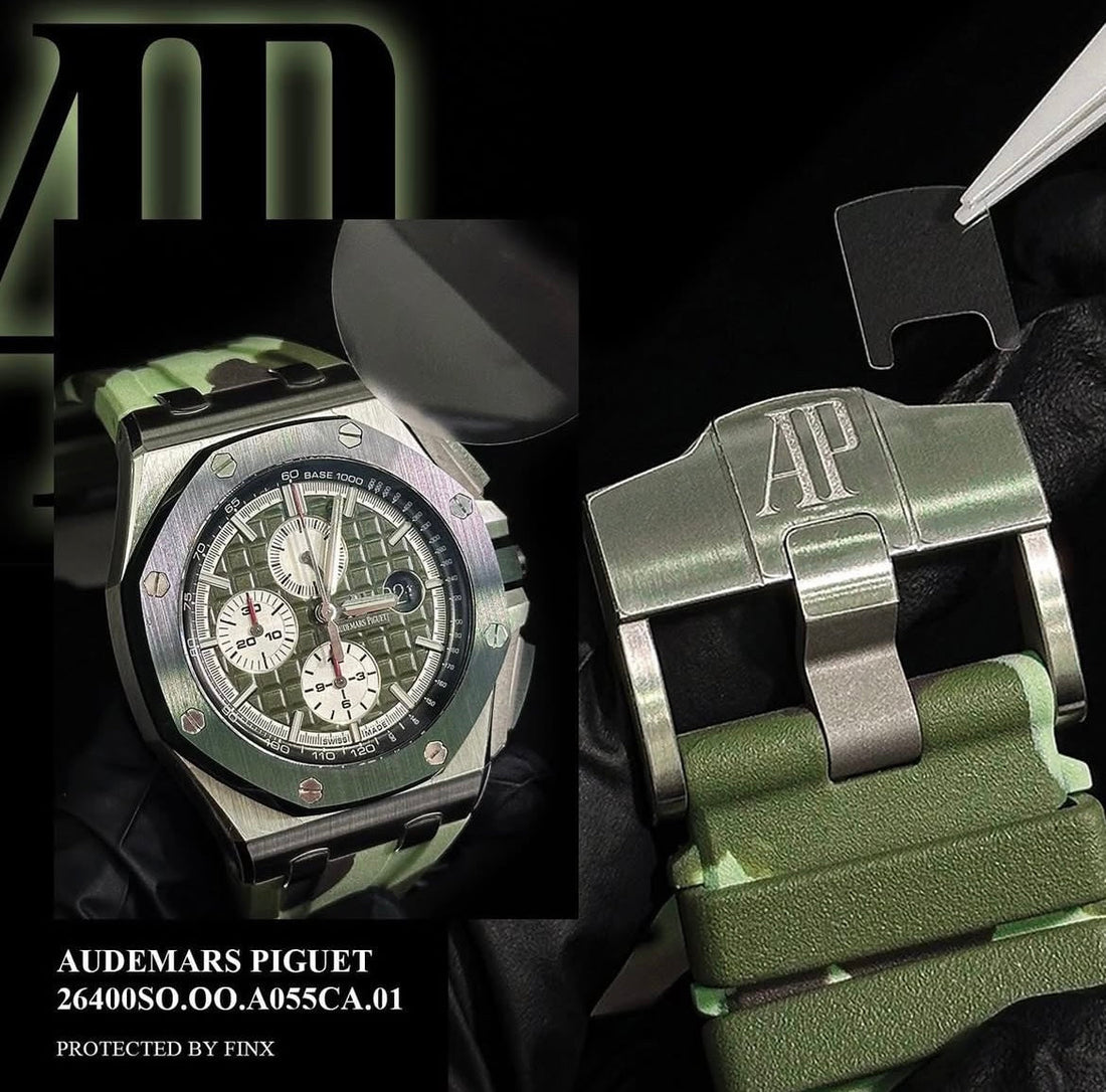 FINXWATCH: Protecting Bold Luxury: Your Audemars Piguet Royal Oak Offshore 26400S0.00.A055CA.01 watch protection guide | FINX Watch Protection Film