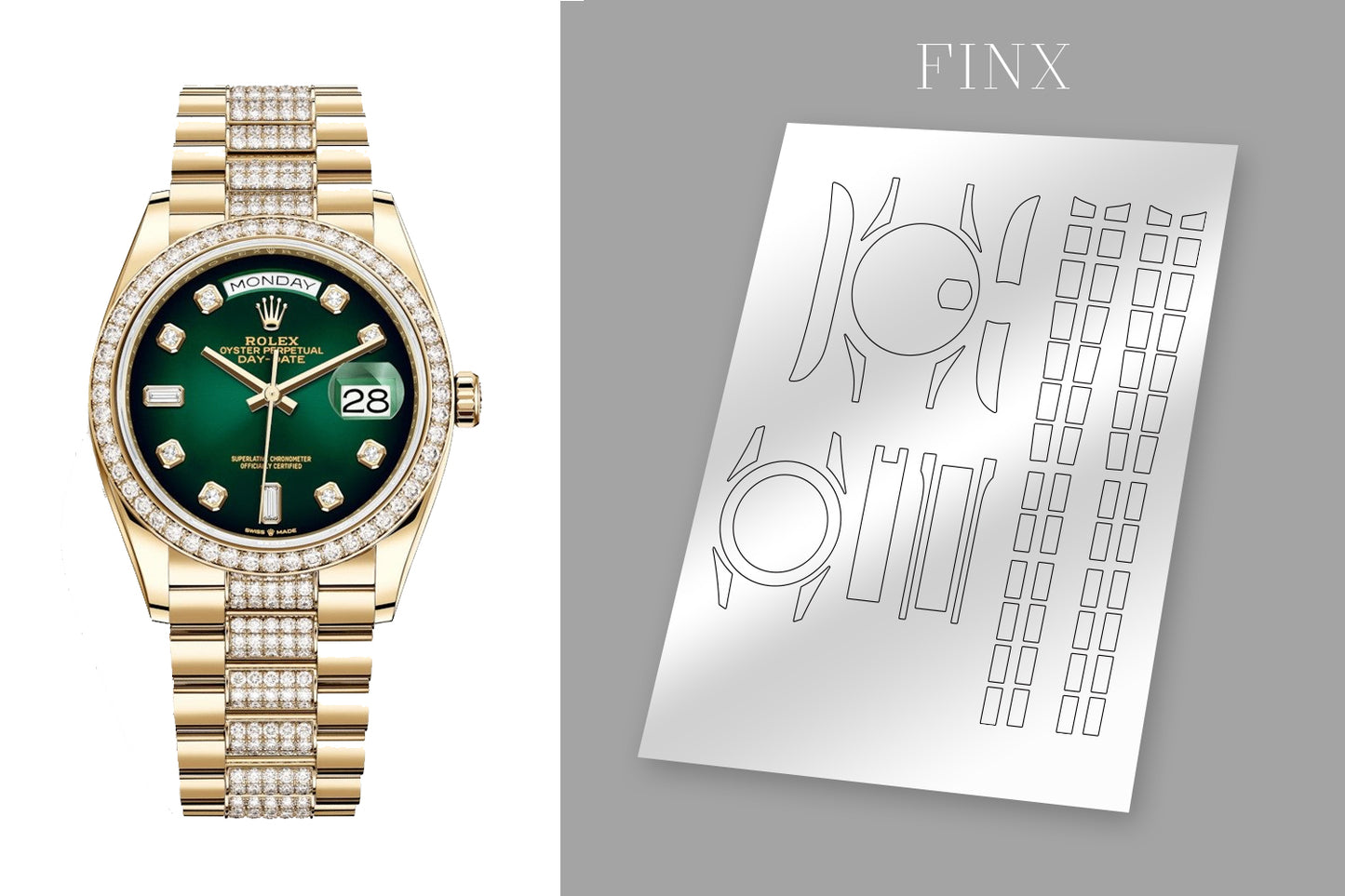 Rolex Day-Date 36 128348RBR-0036 Yellow Gold Diamond Protection Kit