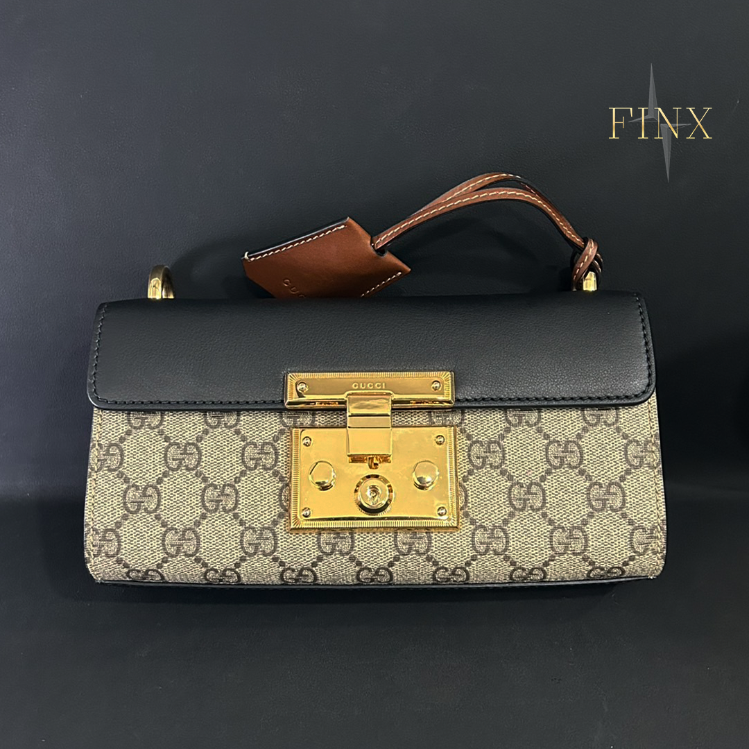 Gucci GG Supreme Padlock Small Shoulder Bag Black Protection