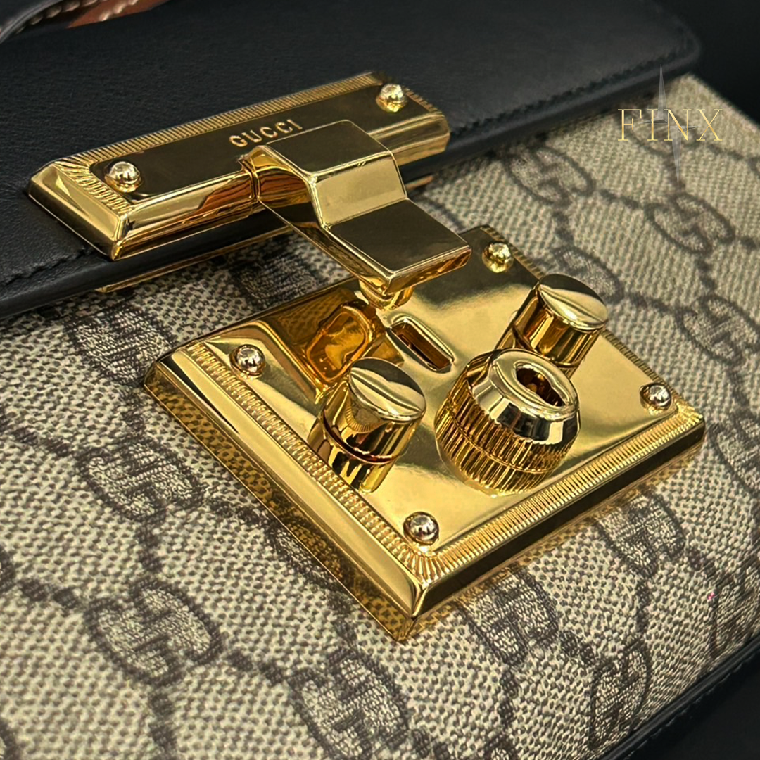 Gucci GG Supreme Padlock Small Shoulder Bag Black Protection