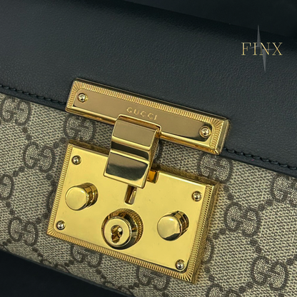 Gucci GG Supreme Padlock Small Shoulder Bag Black Protection