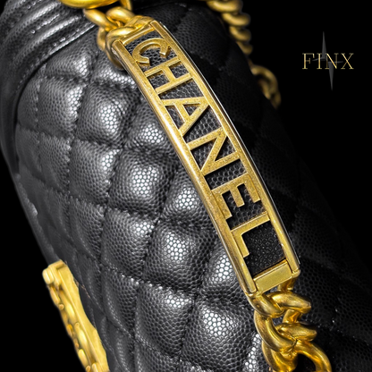 Chanel Boy Bag Black Caviar Quilted Medium Top Handle Protective Kit