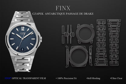 Czapek Antarctique Passage de Drake Deep Blue watch protection film kit layout by FINX