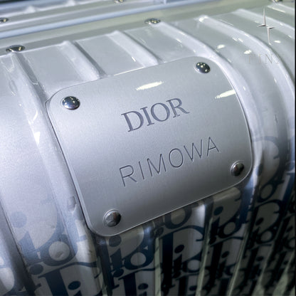 DIOR AND RIMOWA Carry-On Luggage Gradient Blue Dior Oblique Aluminum Protective Kit