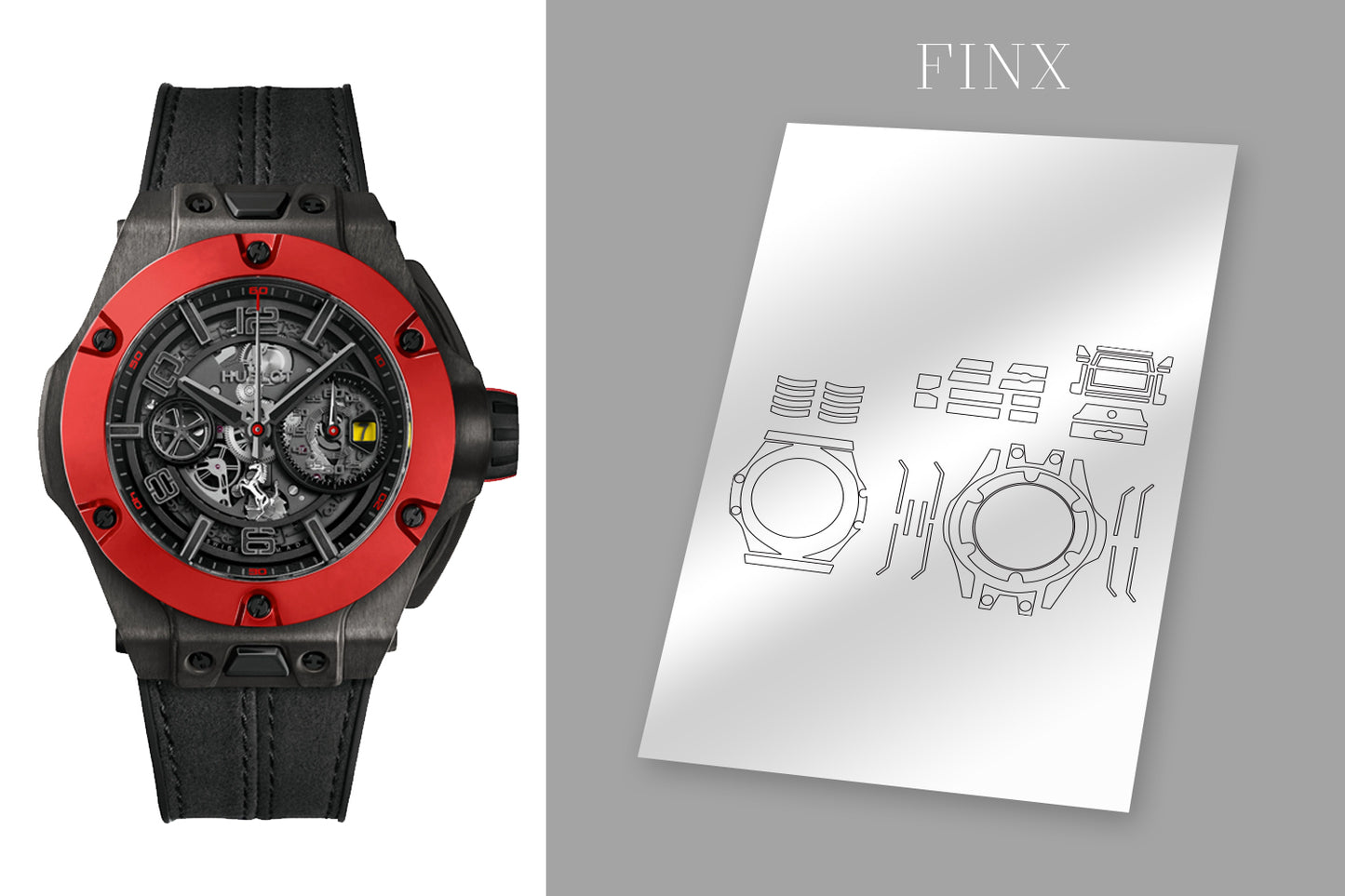 ชุดป้องกันเซรามิกคาร์บอนสีแดงของ Hublot Big Bang Ferrari UNICO 