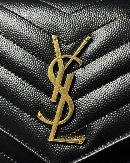 YSL CLASSIC CASSANDRE CHAIN WALLET IN GRAIN DE POUDRE LEATHER Protective Kit