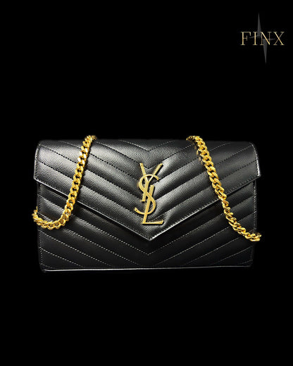 YSL CLASSIC CASSANDRE CHAIN WALLET IN GRAIN DE POUDRE LEATHER Protective Kit